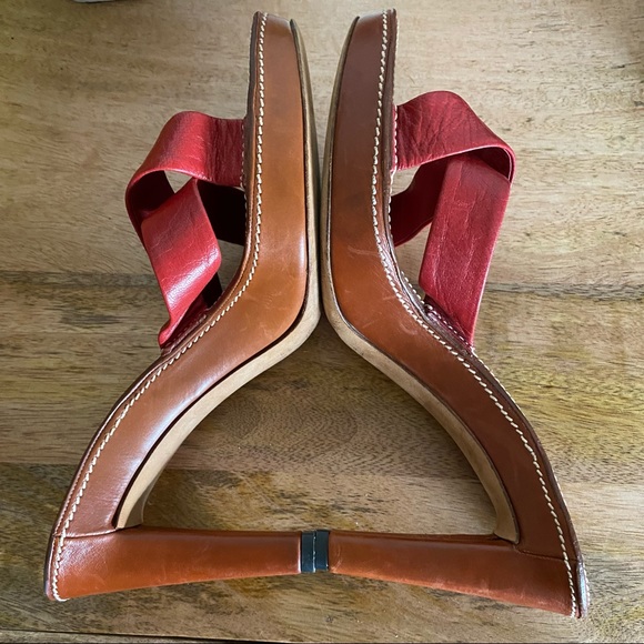 Yves Saint Laurent Red and Brown Heels - Picture 6 of 11